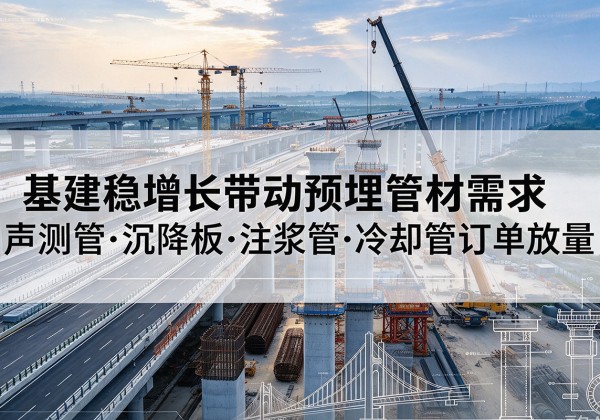 东莞基建稳增长带动预埋监测管材需求，声测管、沉降板、注浆管订单持续放量